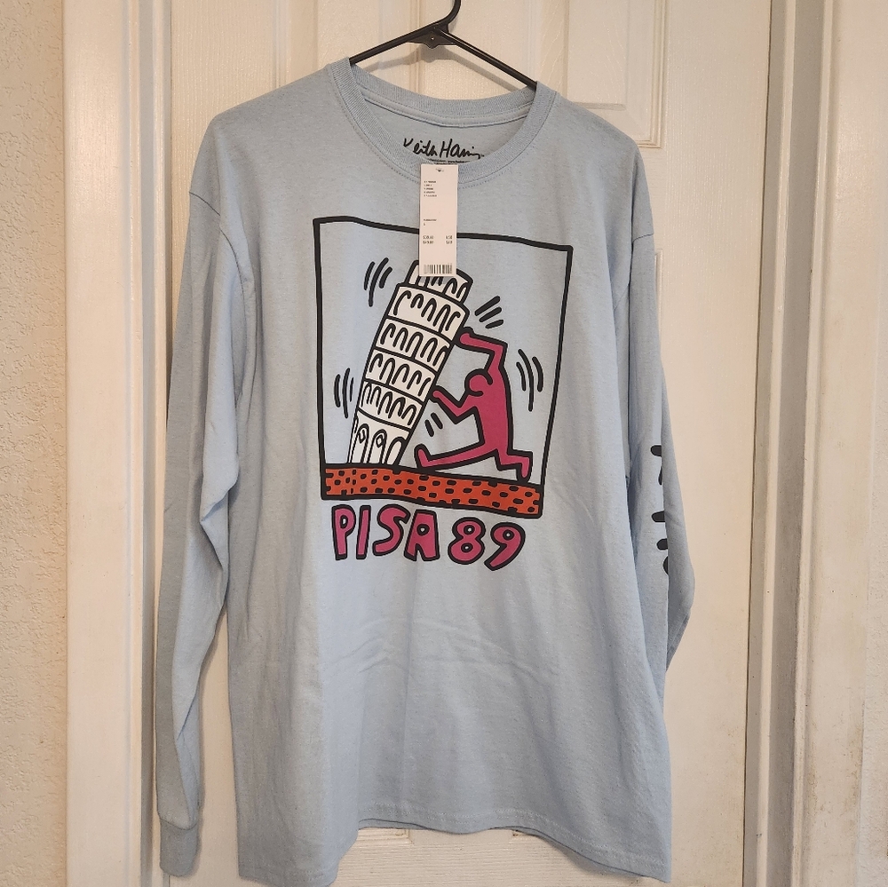 Urban Outfitters Light Blue Graphic Long Sleeve Tee